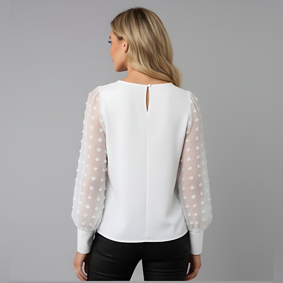 Bishop Sleeve Chiffon Blouse White - Picture 4 of 6